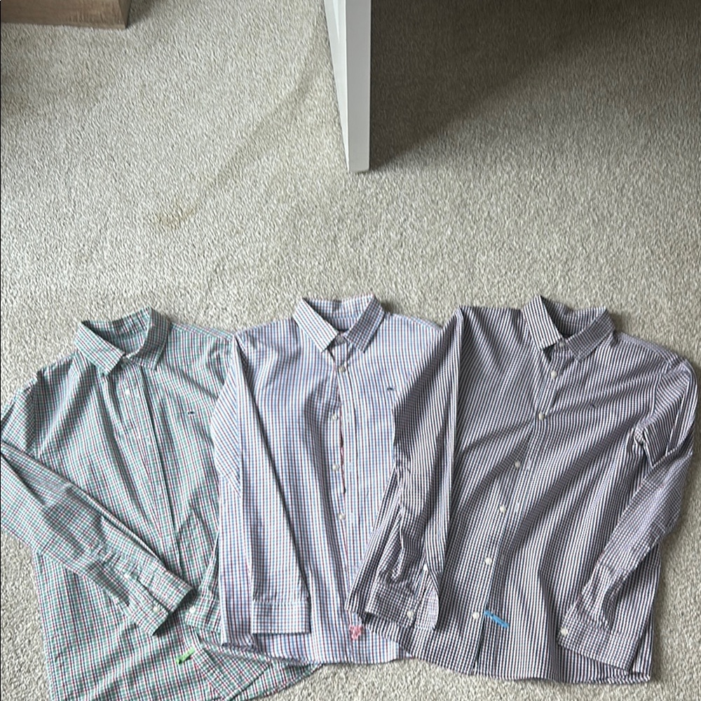Vineyard Vines Whale Shirt-set of 3  Boys size 16. Multi-Color Checkered